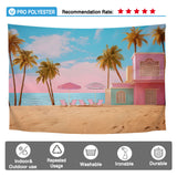 Allenjoy Nostalgia Beach Art Photography Backdrop Pink House Palm Trees Photoshoot Background