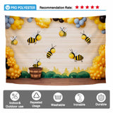 Allenjoy Honey Bee Decoration Set Backdrop Balloons Birthday Party Photoshoot Background