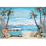 Allenjoy Paper Art Coastal Landscapes Photography Backdrop Beach Vacation Party Photoshoot Background