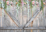 Spring Wood Flowers Barn Door Backdrop