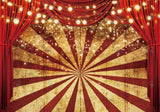 Golden Glitter Red Circus Curtain Photography Backdrop