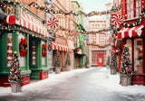 Christmas Peppermint Street Store Backdrop