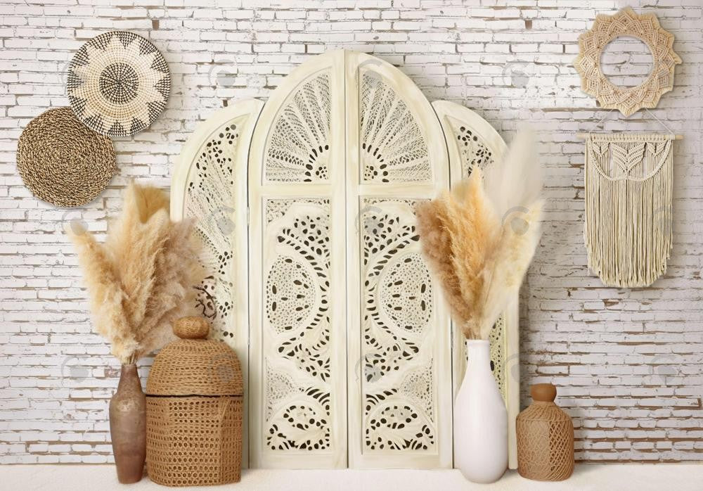 Boho Screen With Pampas Grass Backdrop – Allenjoy Studio