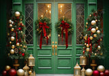 Green Elegant Christmas Door Backdrop