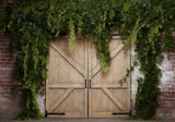 Spring Greenery Leaves Barn Door  Backdrop