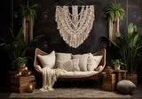 Boho Bohemian Tapestry Living Room Backdrop