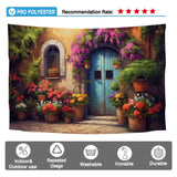 Allenjoy Colorful Doorway Oil Painting Backdrop Village House Flowers Dreamy Garden Scene Photoshoot Background