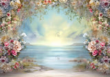 Vintage Beach Floral Painting Photography Backdrop