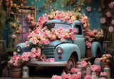 Spring Pink Flower Truck Photography Backdrop