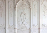 White Ornate Plaster Wall Backdrop