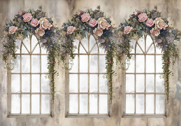 Flowers Arch Window Backdrop – Allenjoy Studio