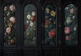 Black Floral Victorian Wall Backdrop