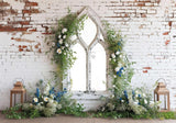 Plants Window Brick Wall Backdrop