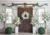 White Wooden House Flowers Backdrop