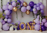 Purple Balloon 1St Birthday Cake Smash Backdrop