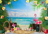 Summer Beach Flamingo Backdrop