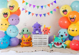 Colorful Cartoon Toys Balloons Birthday Backdrop