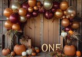 Brown Wood Wall Pumpkin ONE Backdrop