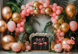 Summer Tropical Flamingo Balloon Arch Backdrop