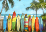 Summer Island Beach Surfboard Backdrop