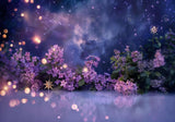 Dreamy Lilac Flowers Under Starry Night Sky Backdrop