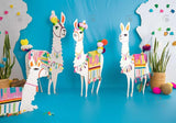 Papercut Llama Blue Wall Backdrop