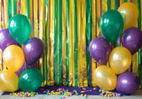 Mardi Gras Green & Purple Tassels Backdrop