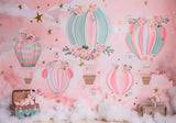 Pink Floral Hot Air Balloons Backdrop
