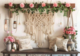 Boho Macrame Roses Vines Backdrop