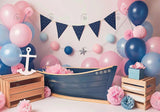 Pastel Pink Nautical Birthday Backdrop