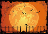 Happy Halloween Orange Moon Night Pumpkin Backdrop