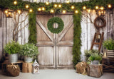 Rustic Christmas Wood Barn Door Photography Backdrop