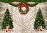 Christmas Wooden Door Photography Backdrop