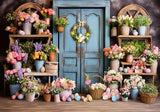 Easter Spring Blue Door Backdrop