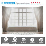 Allenjoy White Curtain Window View Photography Backdrop Realistic Indoor Design Wooden Floor Photoshoot Background