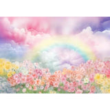 Allenjoy Watercolor Rainbow Flowers Photography Backdrop Clouds Sky Floral Fairy Art Photoshoot Background
