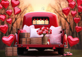 Valentine'S Day Red Love Balloon Truck Backdrop