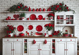 Valentine'S Day White And Red Kitchen Backdrop