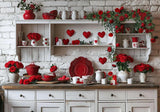 Valentine'S Day White And Red Kitchen Backdrop