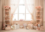 Peach And Lace Window Backdrop