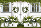 Spring White Wooden Door Backdrop