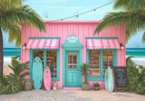 Pink Surf Shop Photography Backdrop