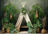 Teepee Green Plants Backdrop