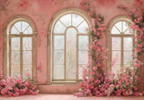 Pink Flower Arch Window Backdrop