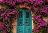 Bougainvillea Flowers Arched Door Backdrop