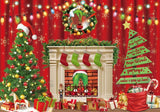 Christmas Fireplace Party Backdrop