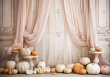 Pink Autumn Pumpkins Backdrop