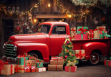 Red Christmas Truck Backdrop