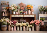 Spring Fresh Flowers Market Wooden Shelf Backdrop