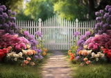 Spring Flowers Garden Fence Backdrop